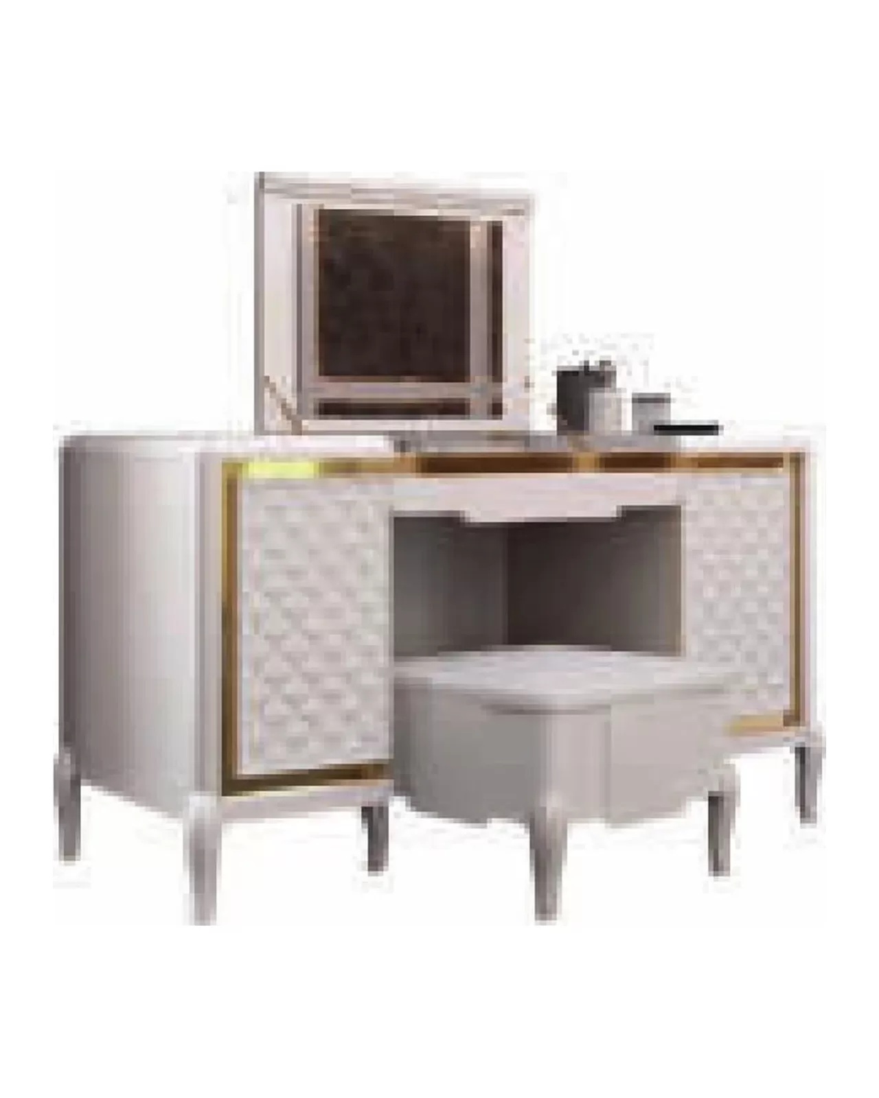 Ocean Vanity Table, Hand-quilted rhombus-pattern facade by Francesco Pasi, Ocean bedroom collection