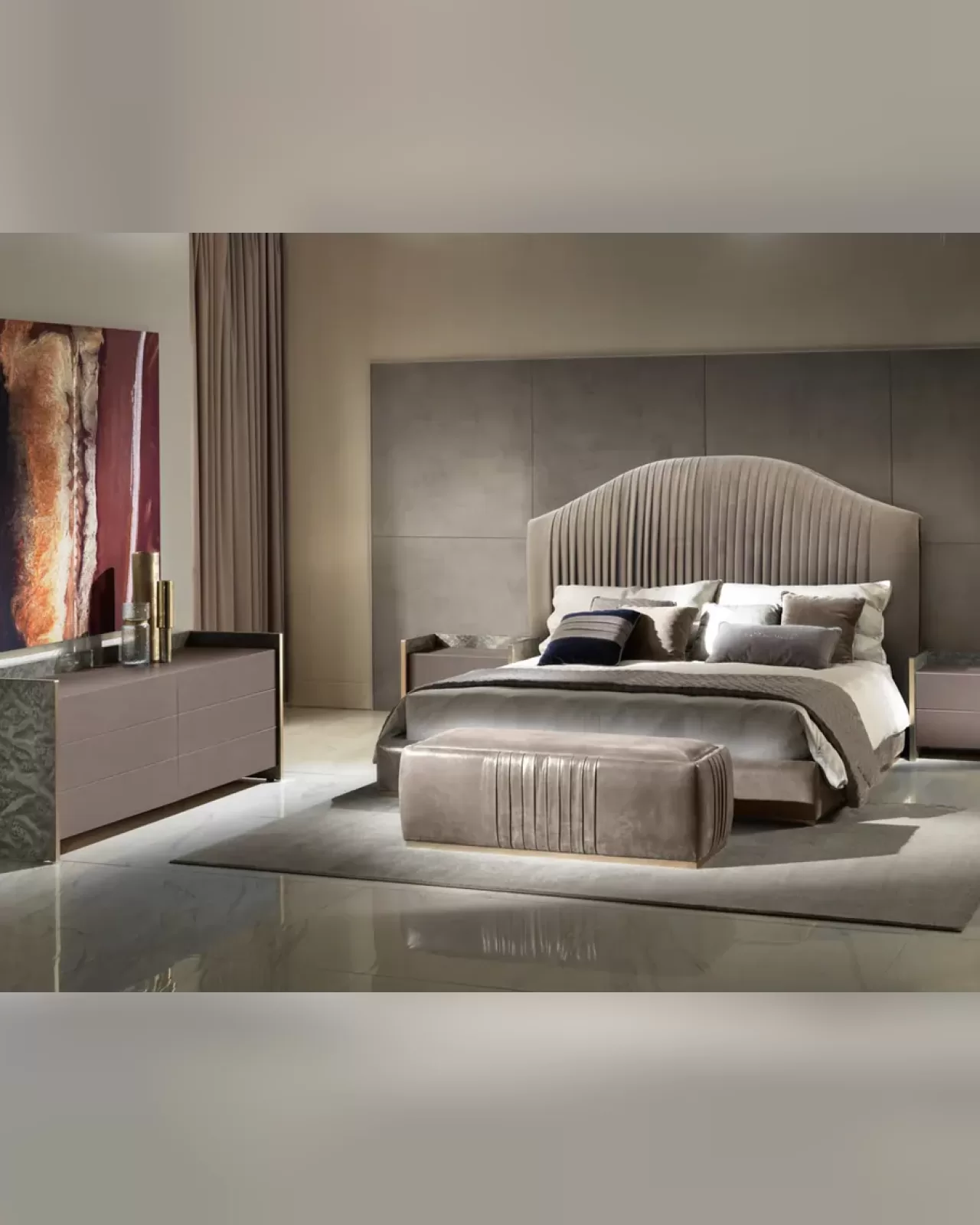 Cobalto Bed, Italian upholstered bed by Epoque