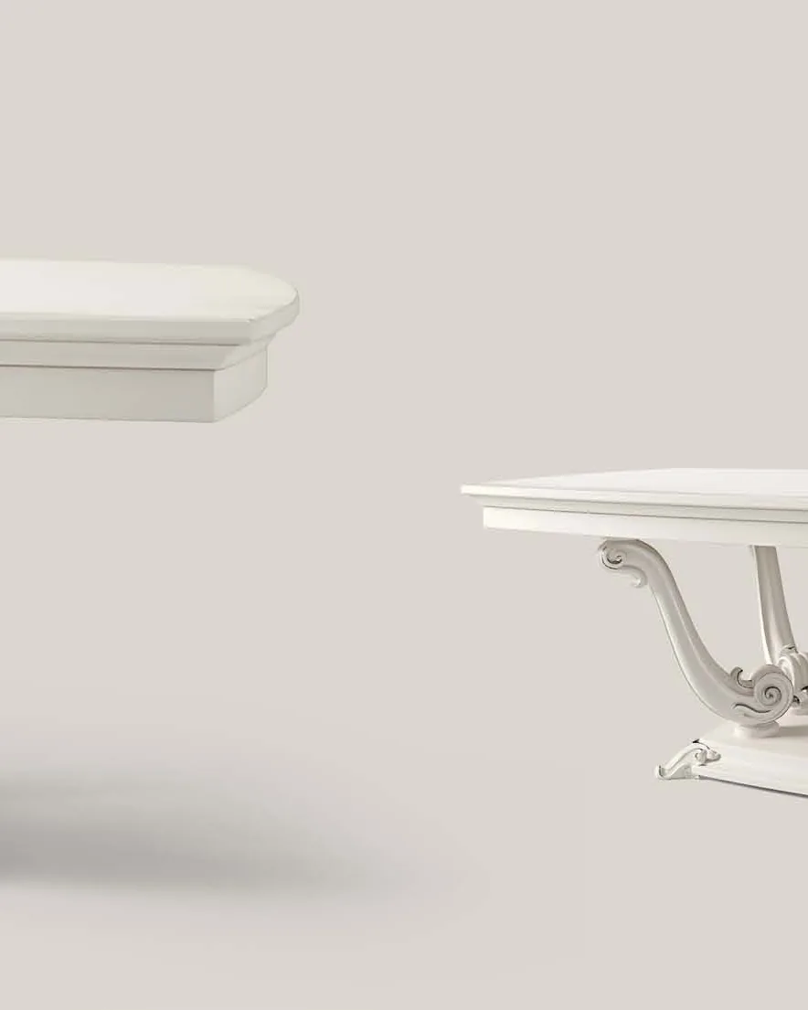 Opera Carved Barrel-Top Table with Two 50 cm Leaves, closed 220 cm by Francesco Pasi, Opera classic furniture