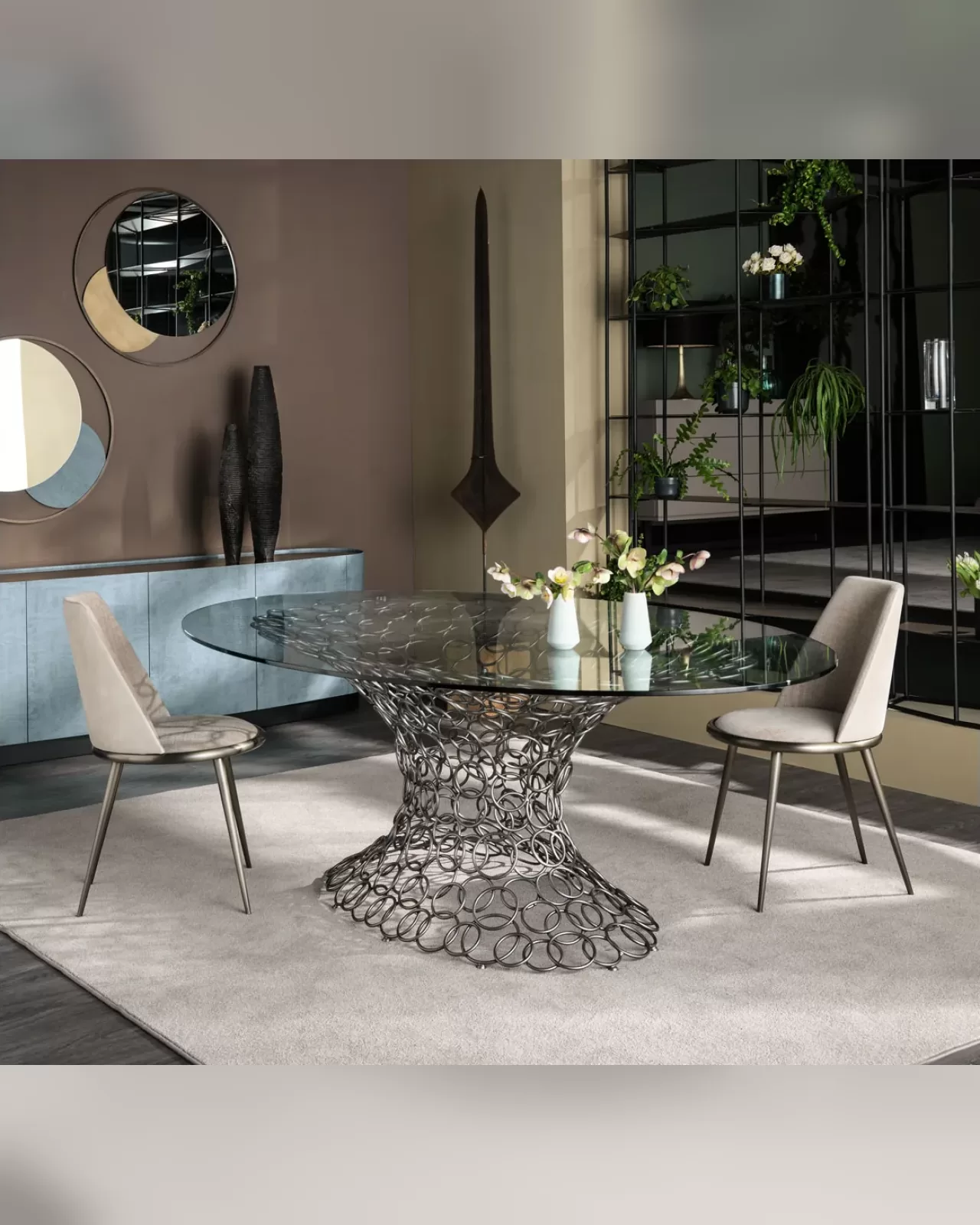 Aurora Imbottita Dining Chair by Cantori, upholstered dining room chair on steel legs
