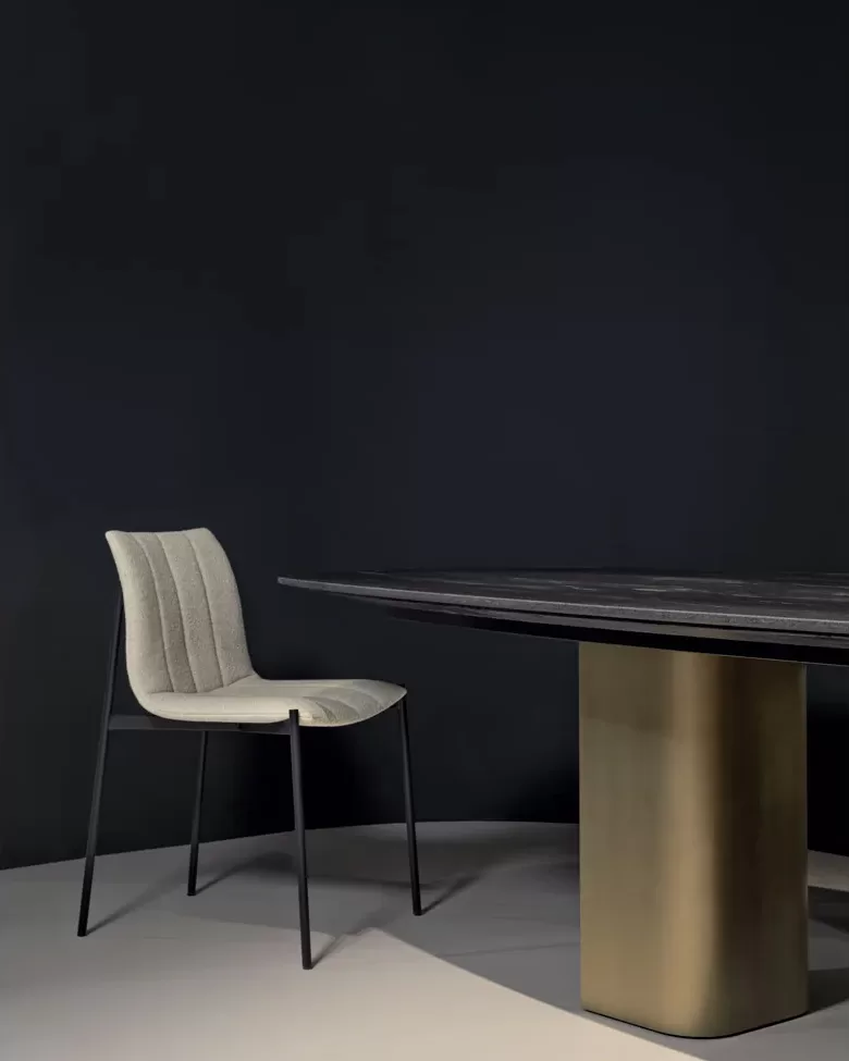 Jackie Dining Chair by Cantori, contemporary dining room chair with vertical quilting