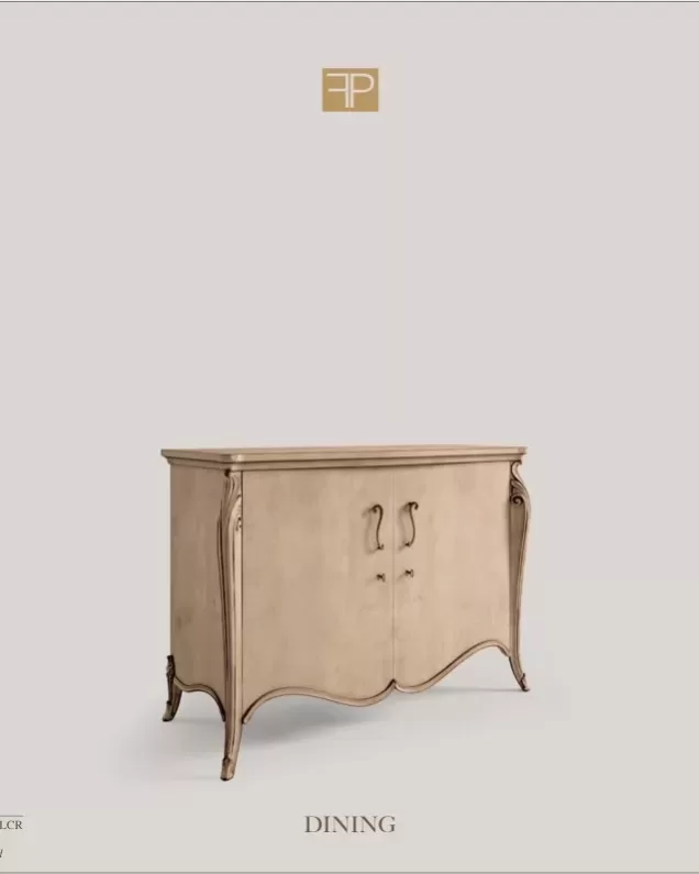 Opera Shaped Sideboard, Flat Doors, 2 Doors by Francesco Pasi, piece of a formal dining room set