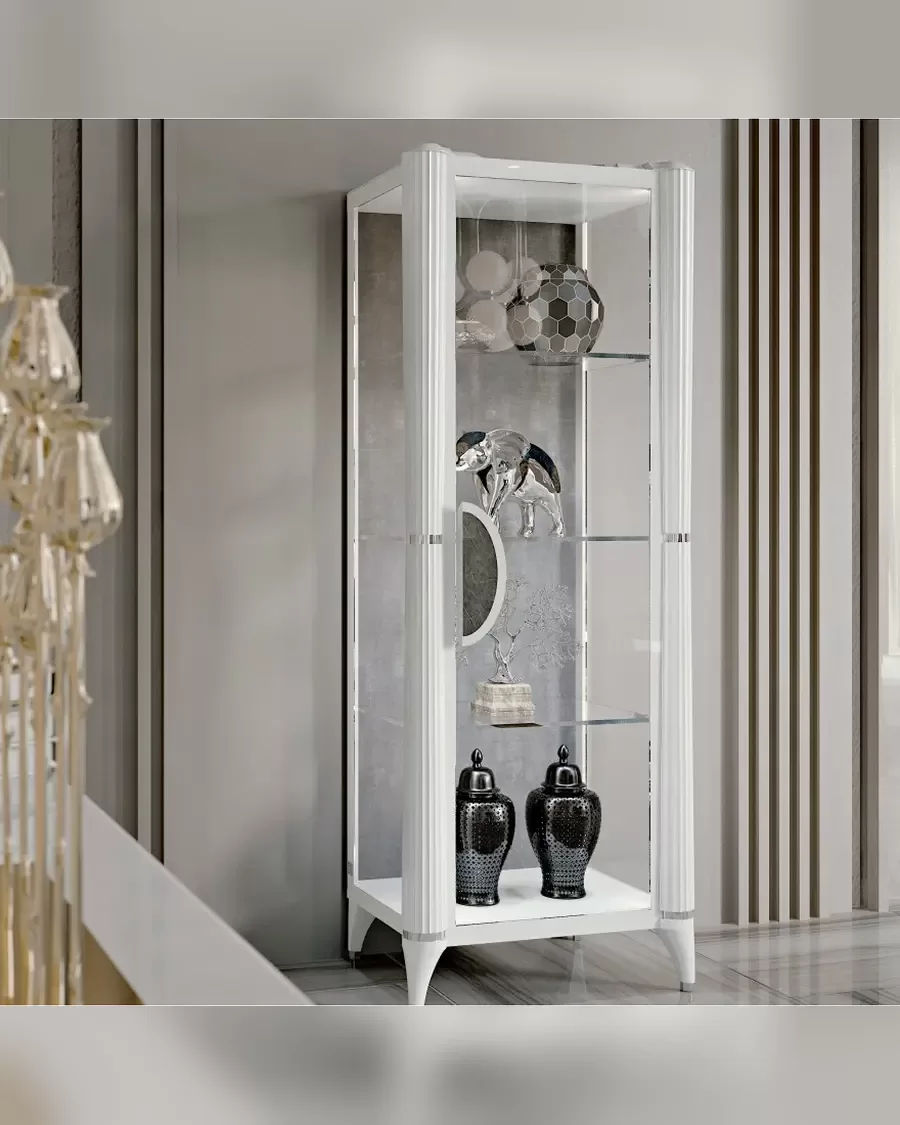 Ellipse One-Door Glass Cabinet by Francesco Pasi, glass cabinet for a modern dining room