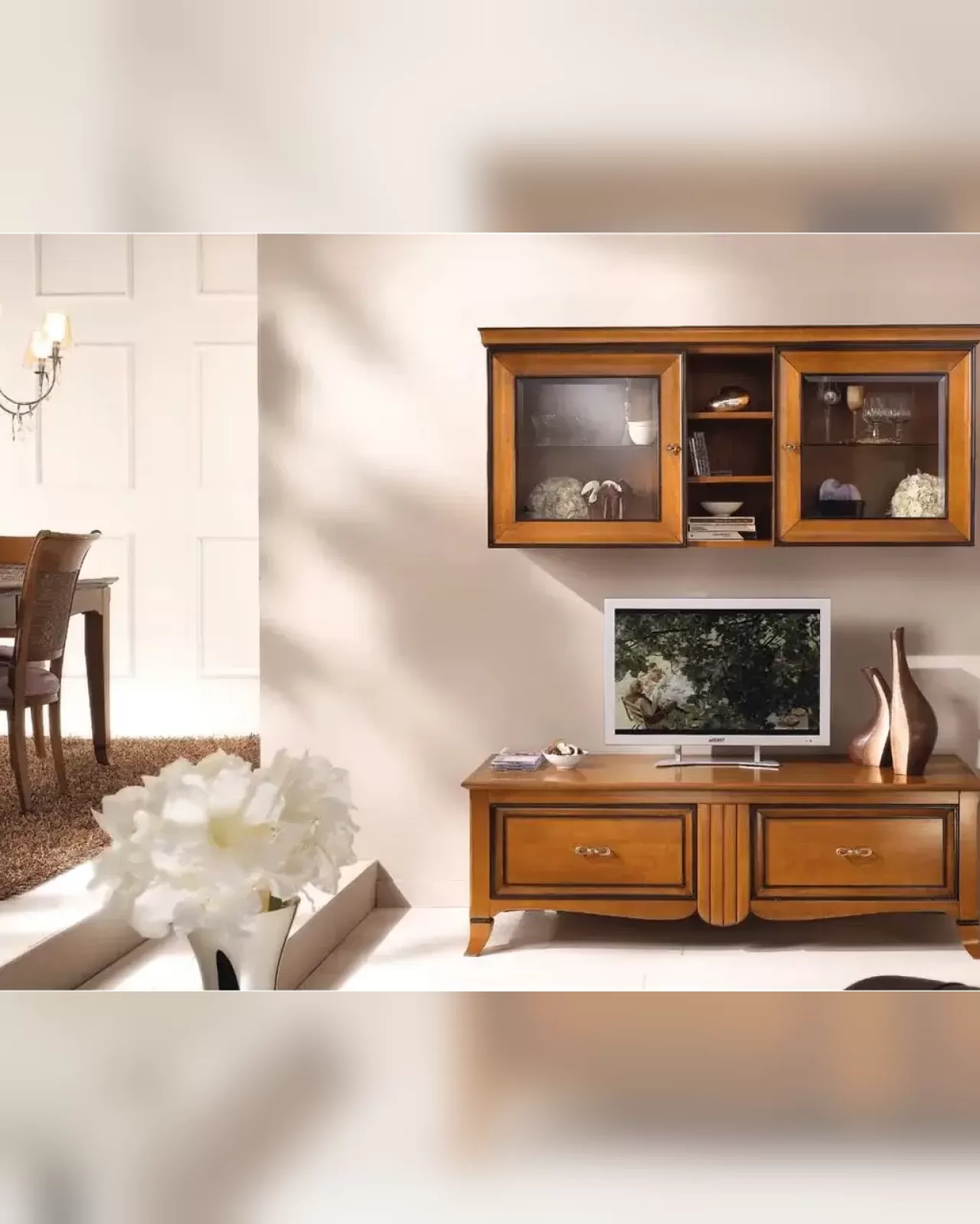 New Deco TV Stand with Shelf by Francesco Pasi, to pair with an Italian classic sofa set