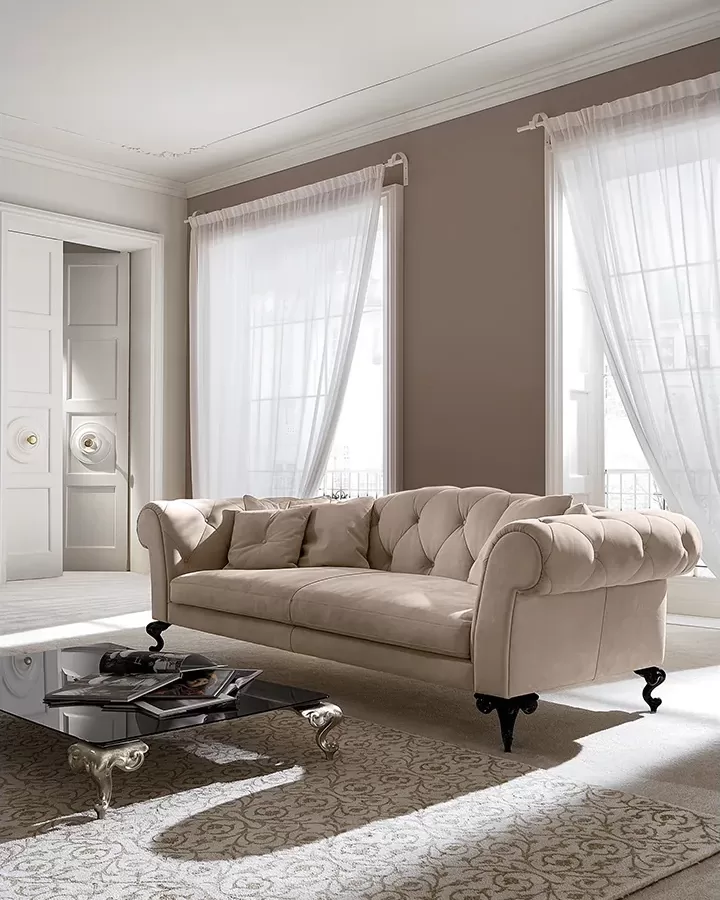 George Sofa by Cantori, leather couch, made to order in Italy