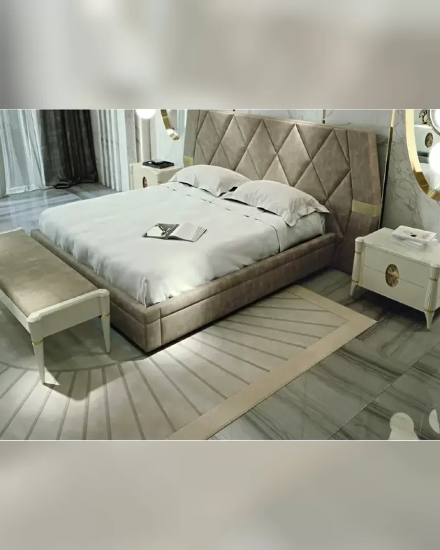Ellipse Bed with Quilted Headboard, bed to match a bedroom wardrobe