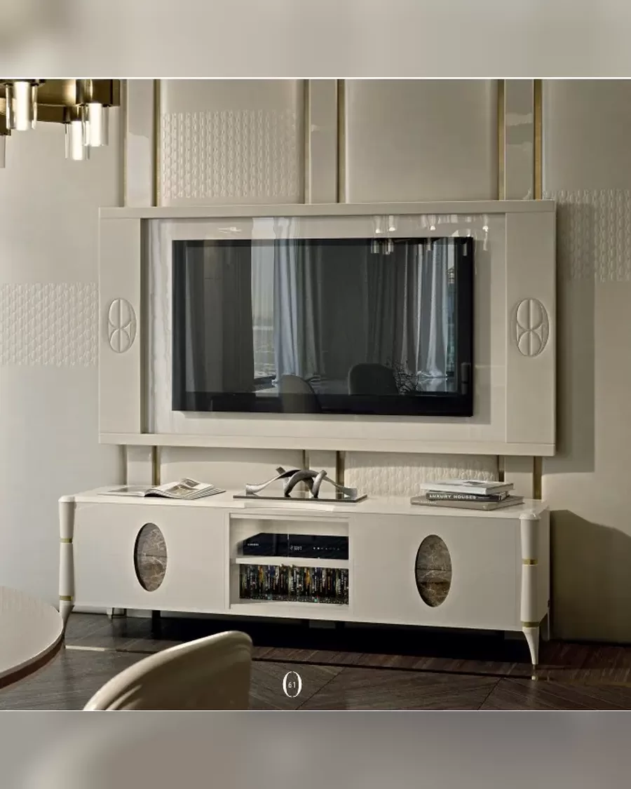 Ellipse TV Base with Marble Ovals, Francesco Pasi modern living room