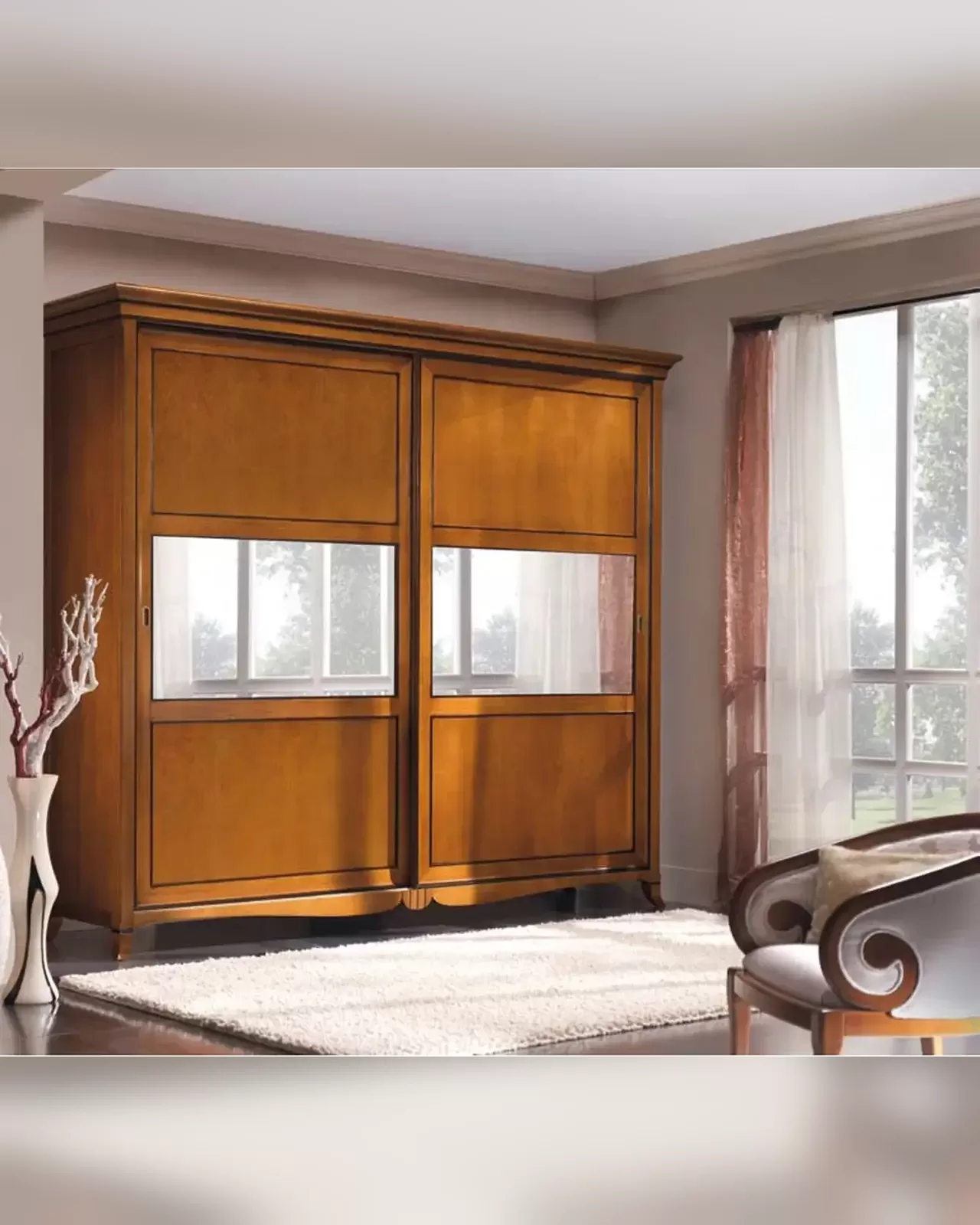 New Deco sliding wardrobe with bronze mirror door by Francesco Pasi, exclusive bedroom storage