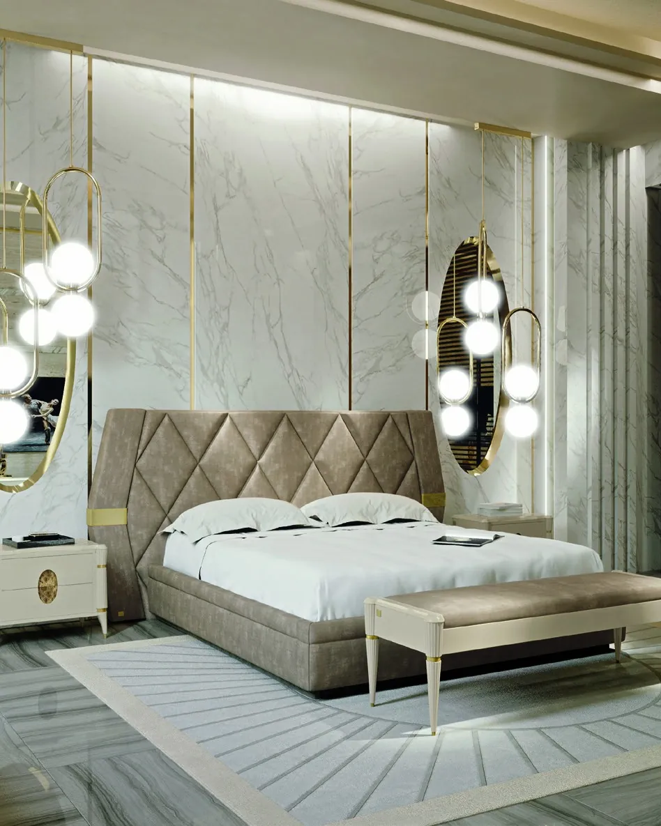 Ellipse Bed with Quilted Headboard, image 4 of 4, by Francesco Pasi