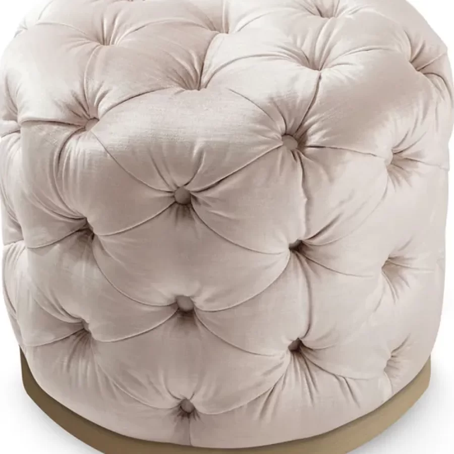 George Pouf by Cantori, Italian furniture company for the living room, classic capitonné pouf