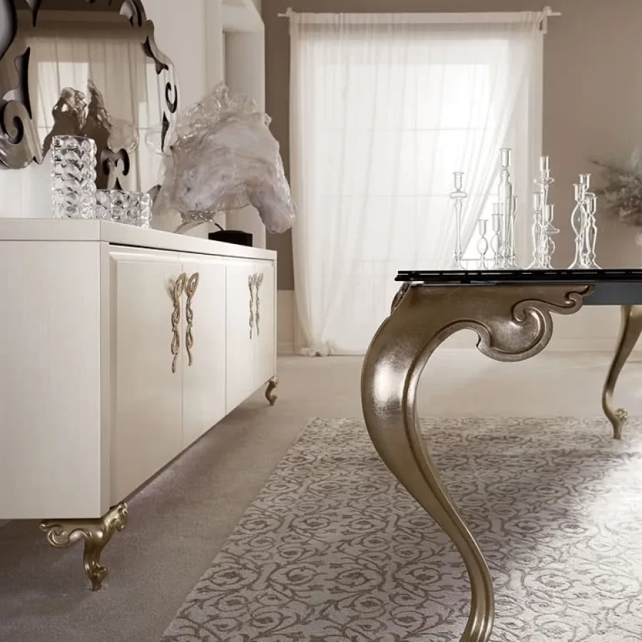 George Dining Table by Cantori, luxury Italian furniture for the dining room, with marble