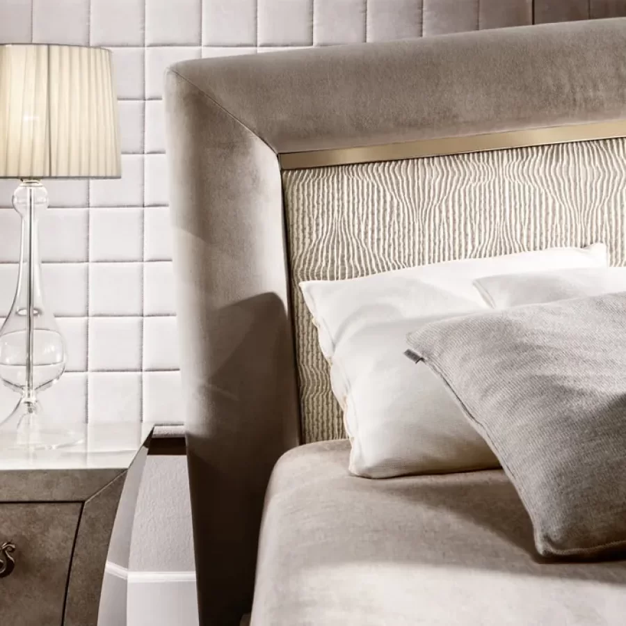 Portofino Bed by Cantori, Italian furniture company for the bedroom, classic padded double bed