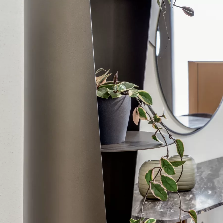 Ulisse Bookcase by Cantori, luxury living room furniture, with glass, column bookcase