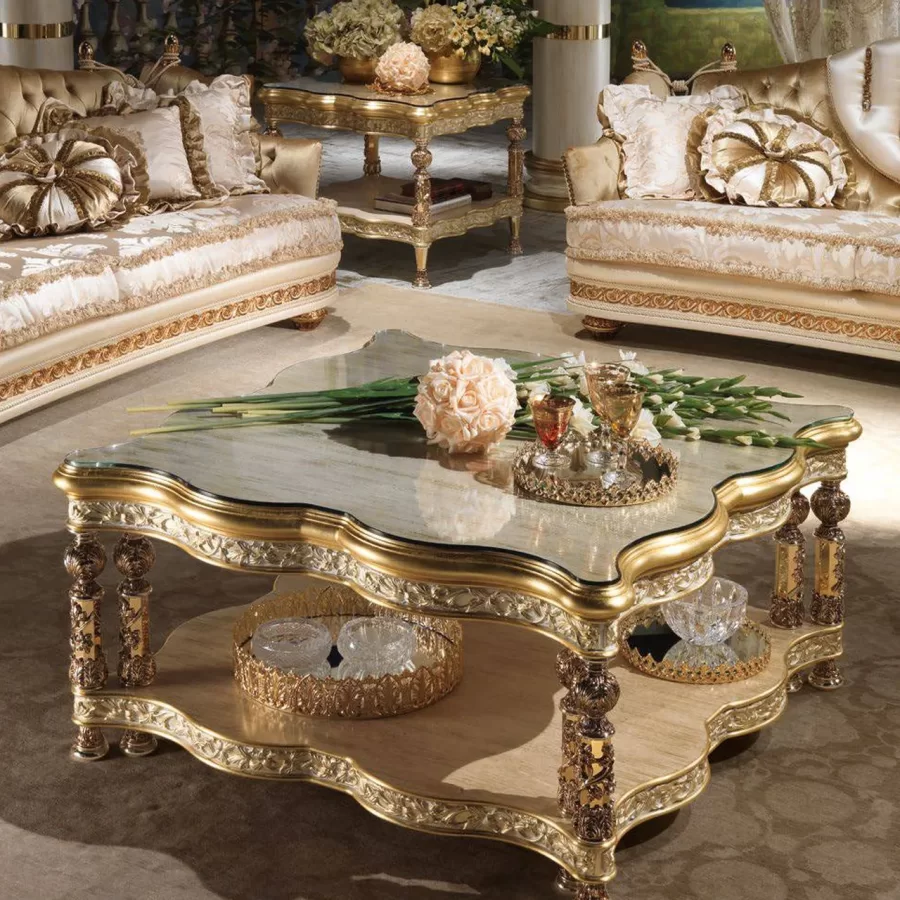 Royal Coffee Table RY074 by Cappelletti, gold coffee table, 120 cm wide
