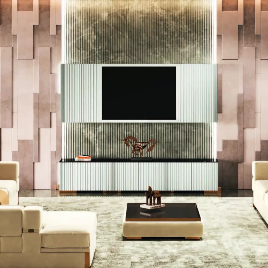 Condrite TV Wall Panel by Epoque, luxury TV unit, 280 cm wide