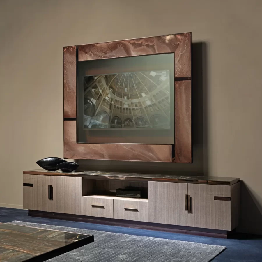 Diaspro TV Unit by Epoque, made to order in Italy, TV cabinet, 280 cm wide