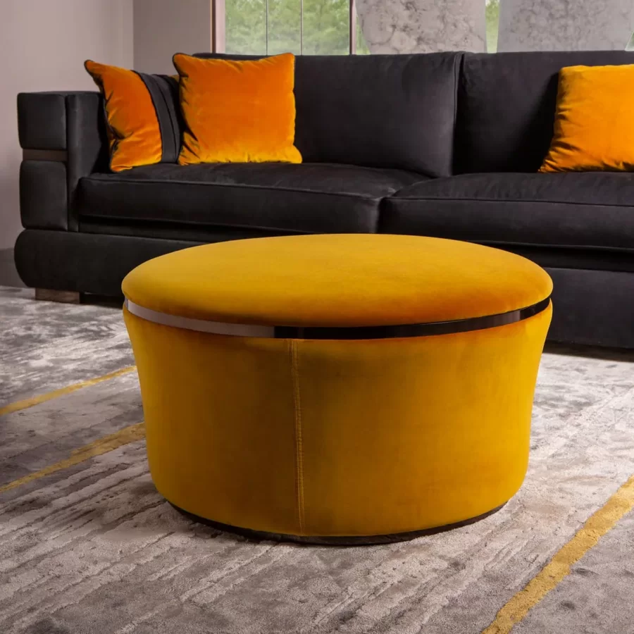 Neon Pouf by Epoque, living room furniture, in fabric or leather, made to order in Italy