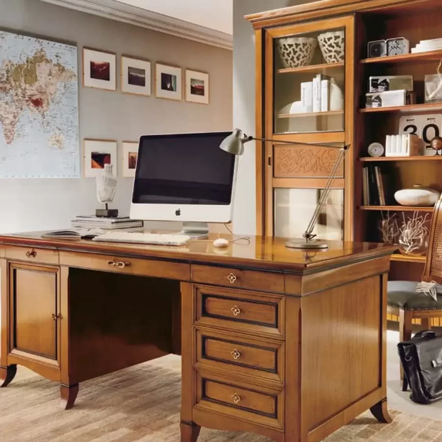 New Deco Desk, Leather Top by Francesco Pasi, executive desk, 180 cm wide