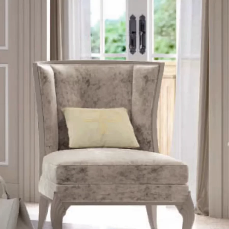 Ocean Armchair, Hand-carved legs by Francesco Pasi, Italian bedroom furniture