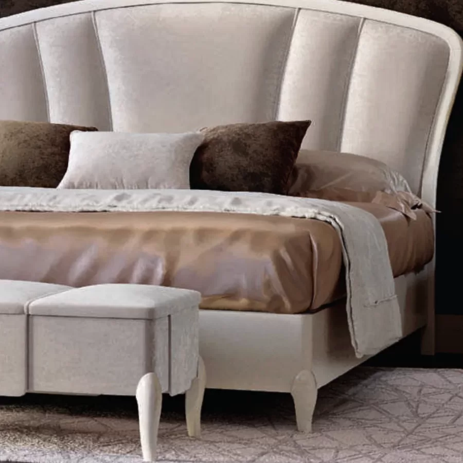 Ocean Arched Bed, Wood Frame, Smooth legs by Francesco Pasi, luxury king size bed, for a 180 x 200 cm mattress
