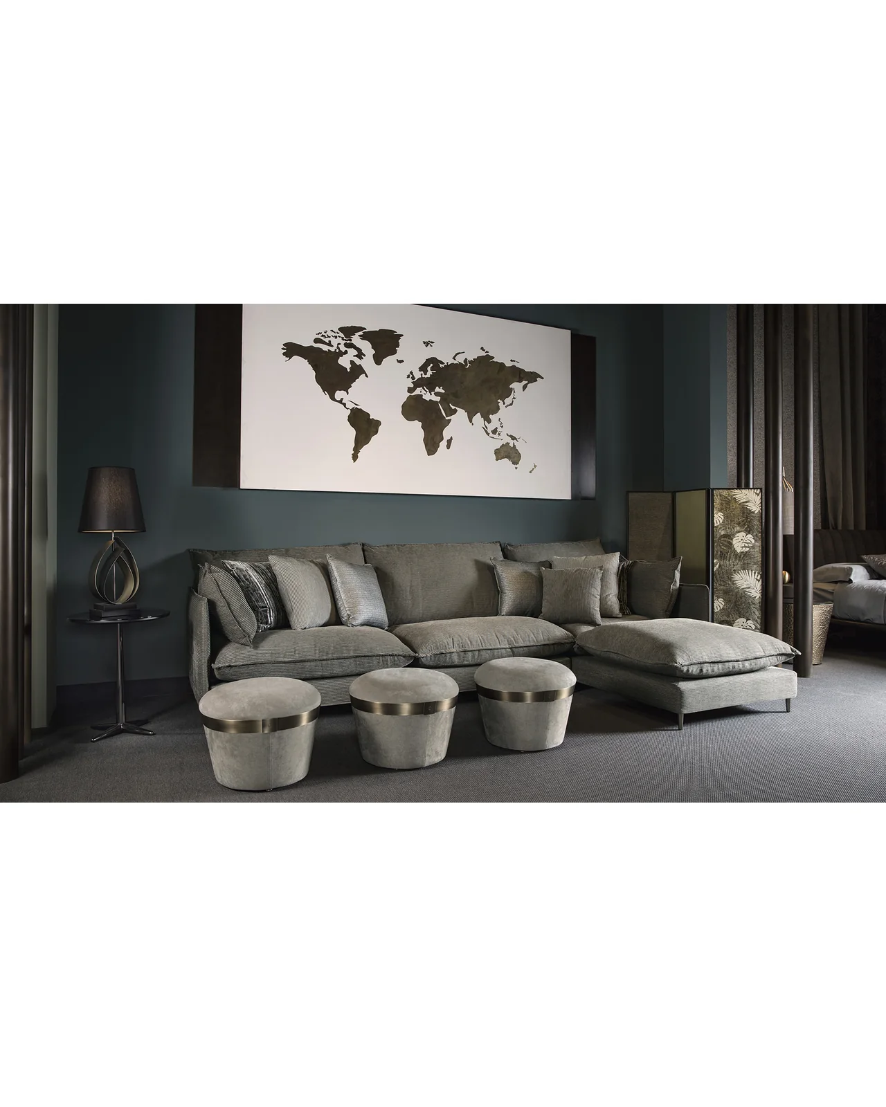 Portofino pouf by Cantori, in an interior setting, photo 2 of 3
