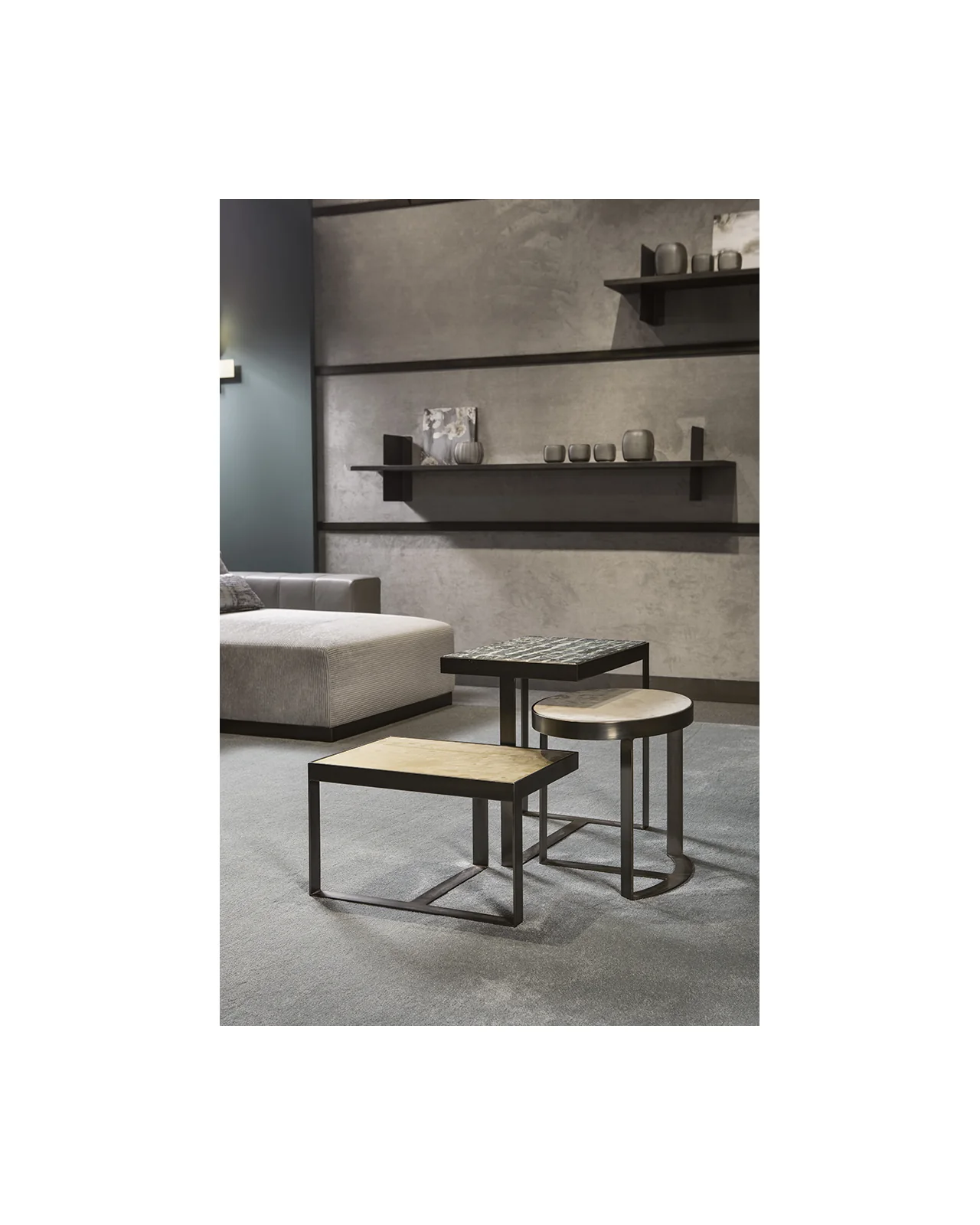 Venezia elliptical coffee table by Cantori, in an interior setting, photo 2 of 4