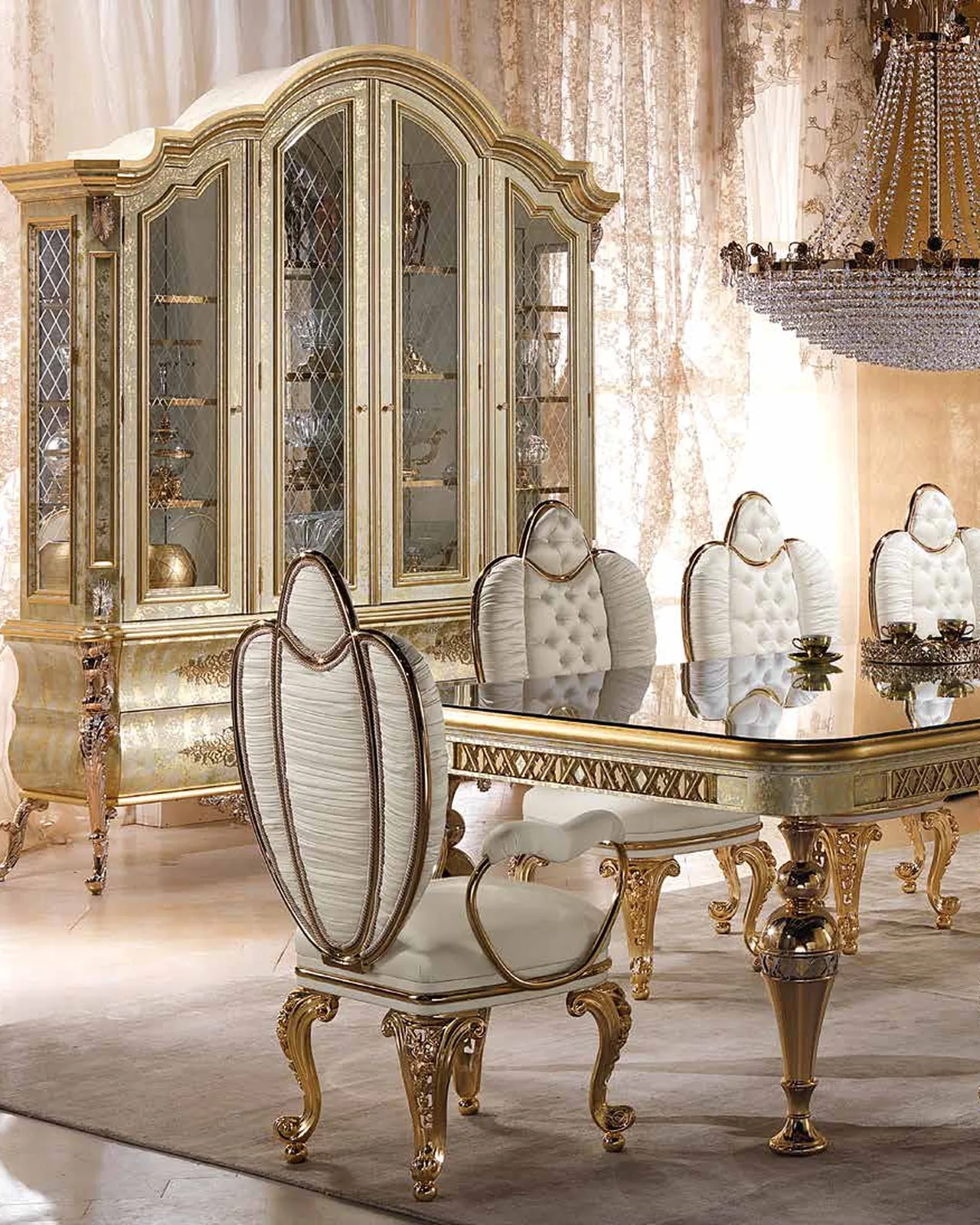 Aida Metal Dining Chair AD013, Cappelletti Aida collection, classic Italian dining chair in a classic dining room setting, photo 6 of 6