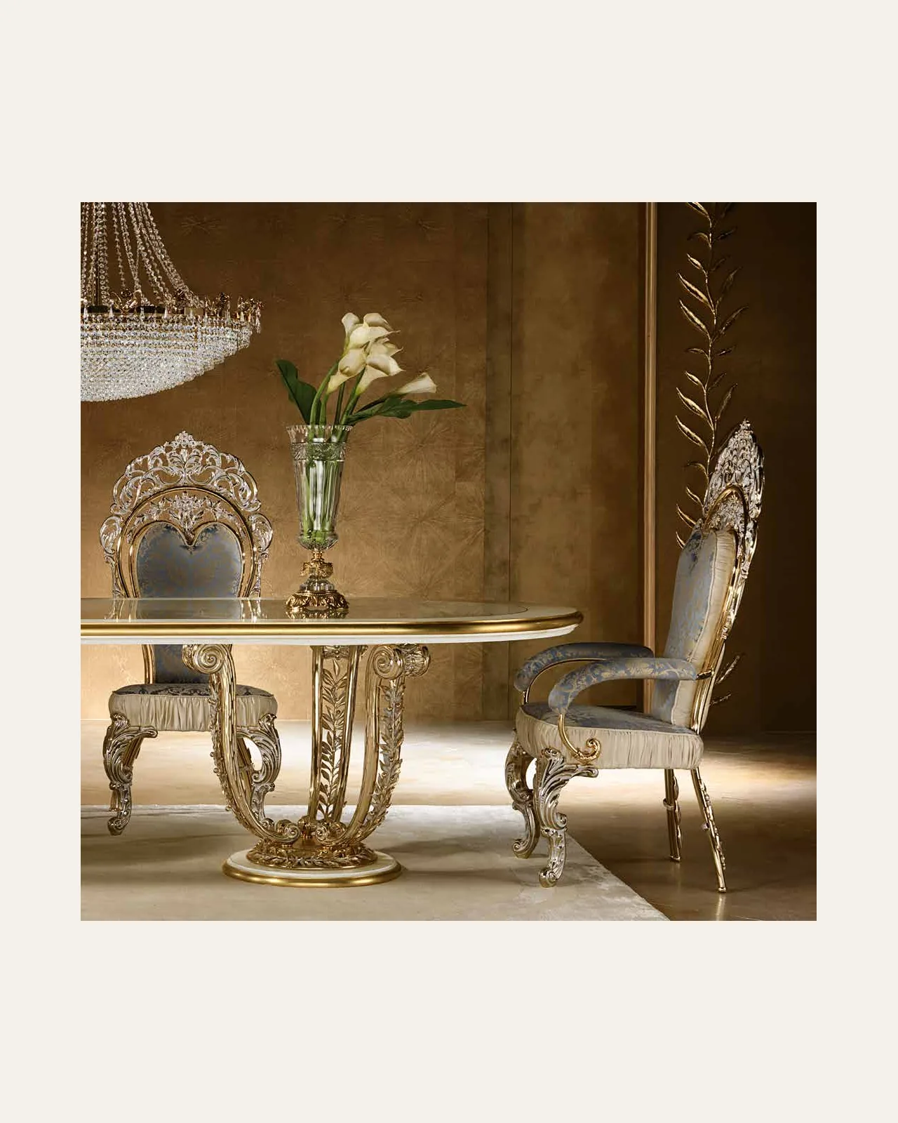 Aida Metal Dining Chair RY013, Cappelletti Aida collection, classic Italian dining chair in a classic dining room setting, photo 3 of 6