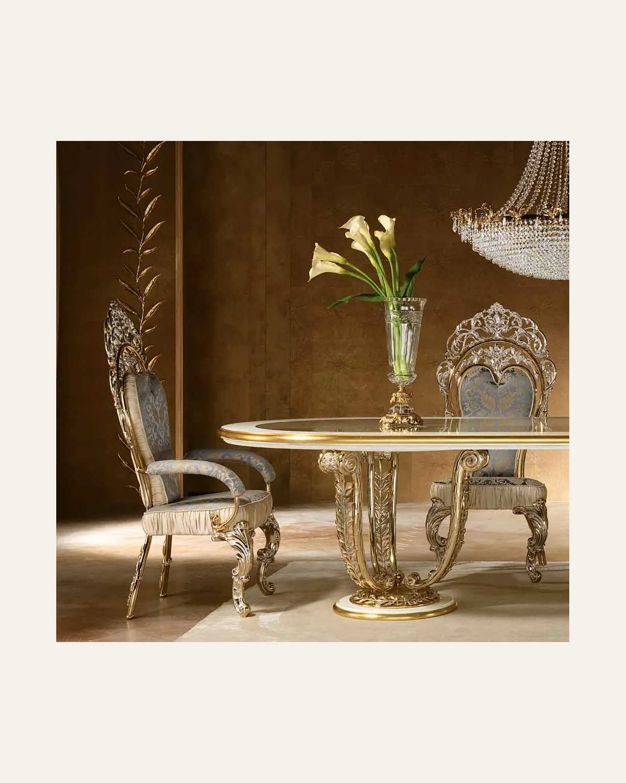 Aida Oval Dining Table AD014, Cappelletti Aida collection, classic Italian dining table in a classic dining room setting, photo 2 of 4