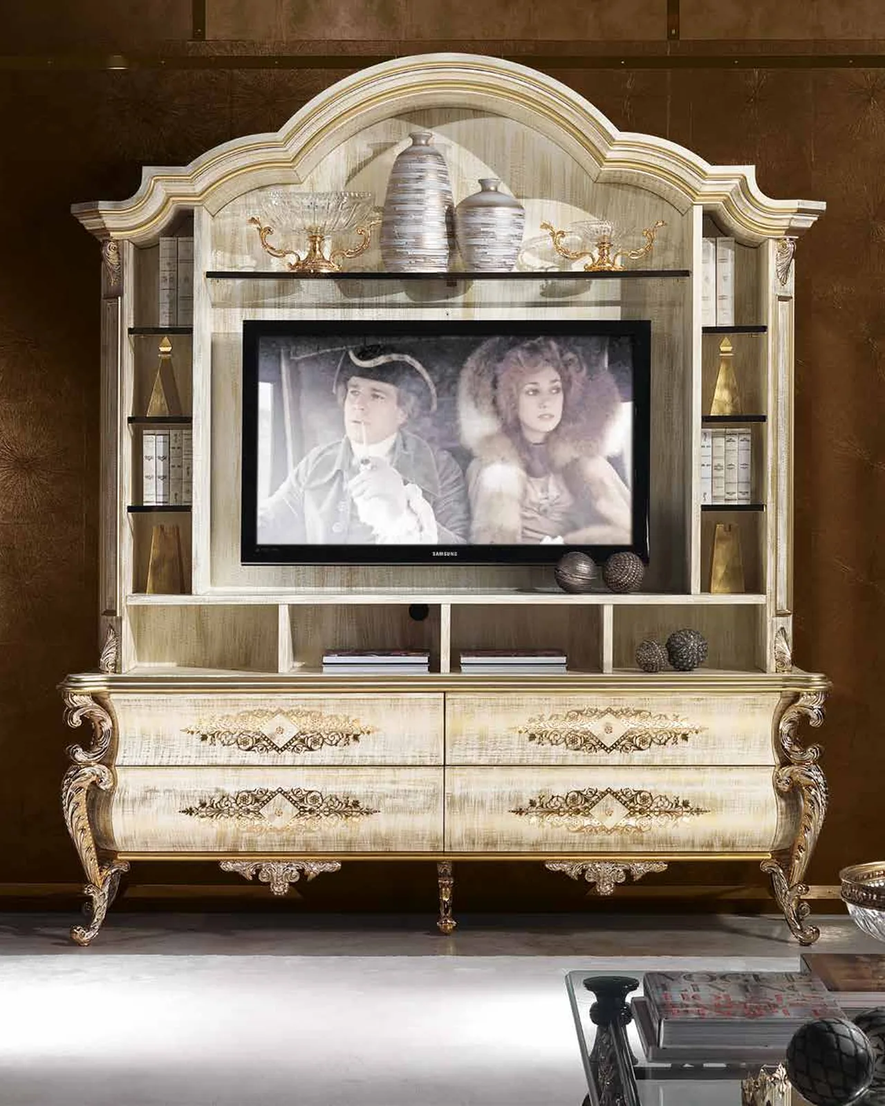 Aida Plasma TV Cabinet AD238, Cappelletti Aida collection, classic Italian TV cabinet product view, photo 1 of 2