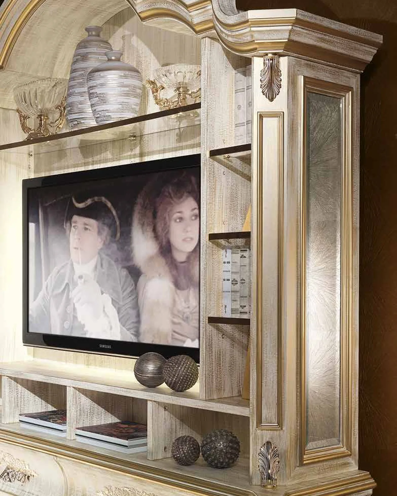 Aida Plasma TV Cabinet AD238, Cappelletti Aida collection, classic Italian TV cabinet detail, photo 2 of 2