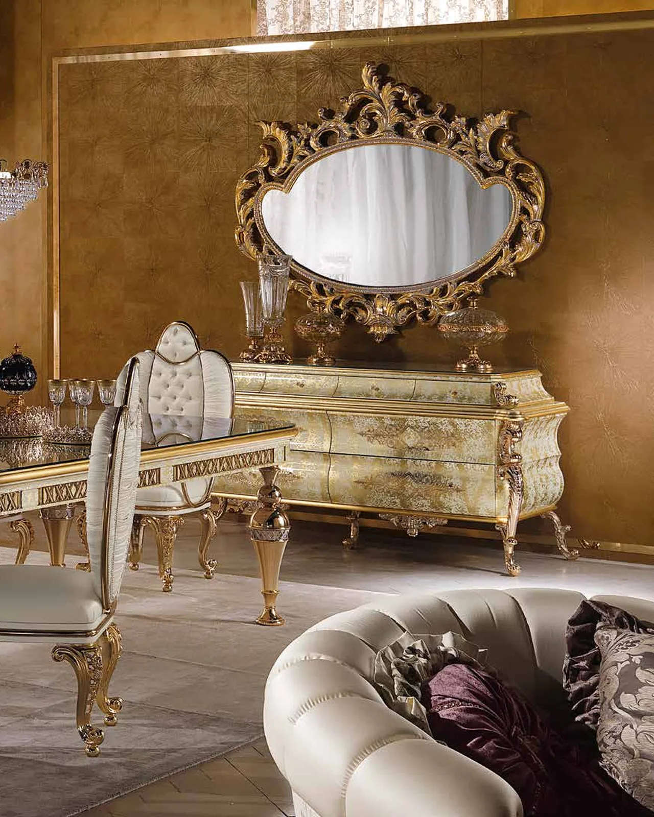 Aida Sideboard AD038, Cappelletti Aida collection, classic Italian sideboard in a classic dining room setting, photo 3 of 4
