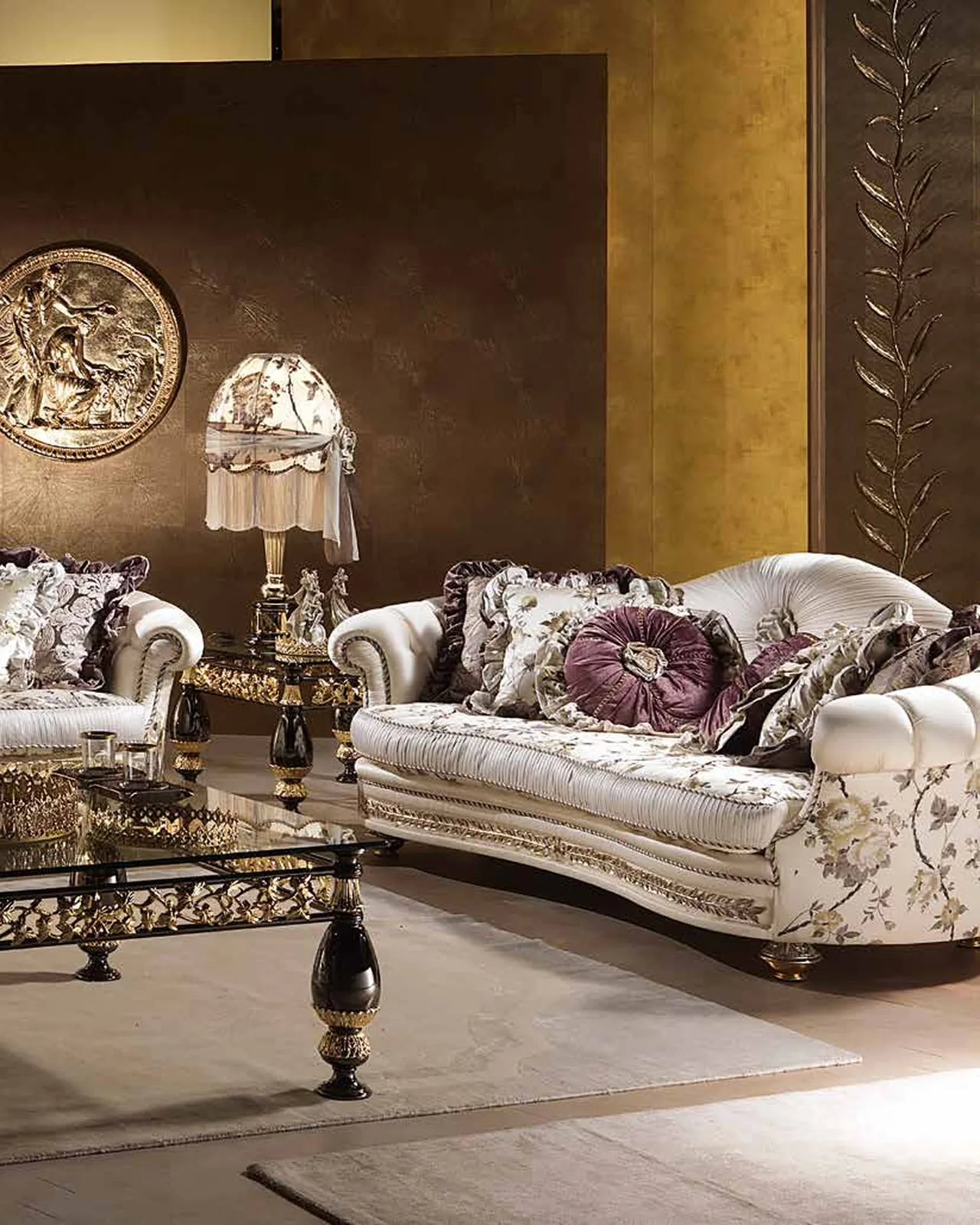 Aida Two-Seater Sofa AD072, Cappelletti Aida collection, classic Italian sofa in a classic living room setting, photo 3 of 4