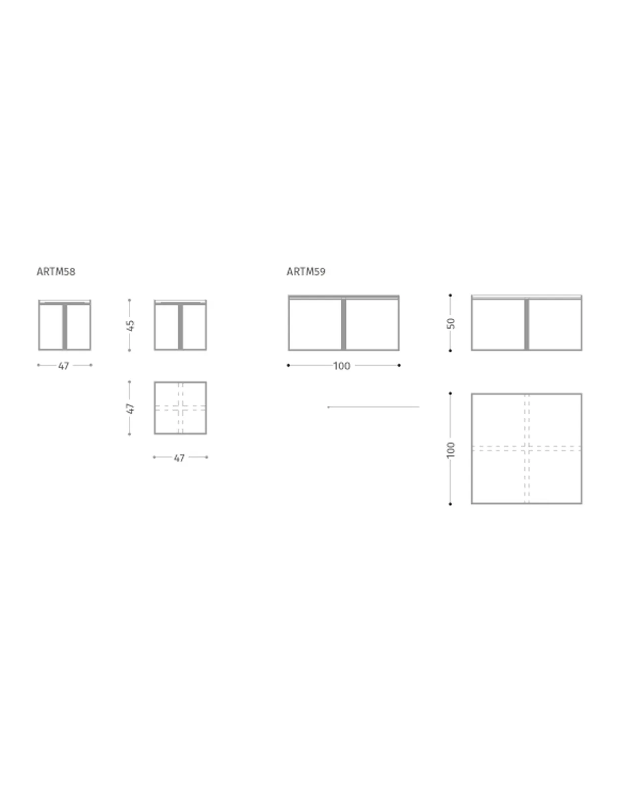 Argon Coffee Table by Epoque, Exence collection, coffee table technical drawing with dimensions, photo 3 of 3