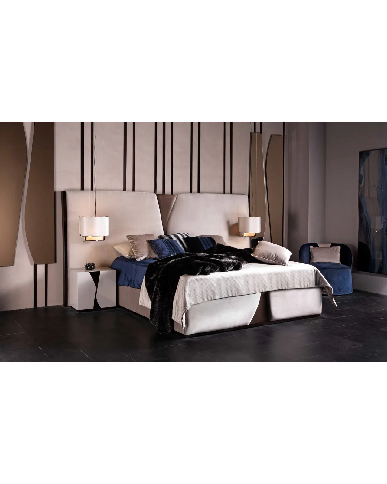 Krypton Bed by Epoque, in a bedroom setting, photo 1 of 5, Nobili Design catalog