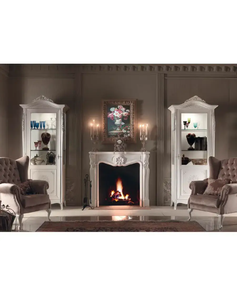 Gran Guardia Display Cabinet 2014 by Francesco Pasi, hand-carved cherry furniture for the living room