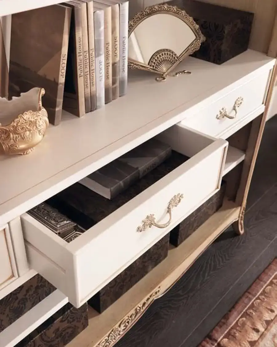 Gran Guardia Bookcase 2040 by Francesco Pasi, hand-carved cherry furniture for the living room