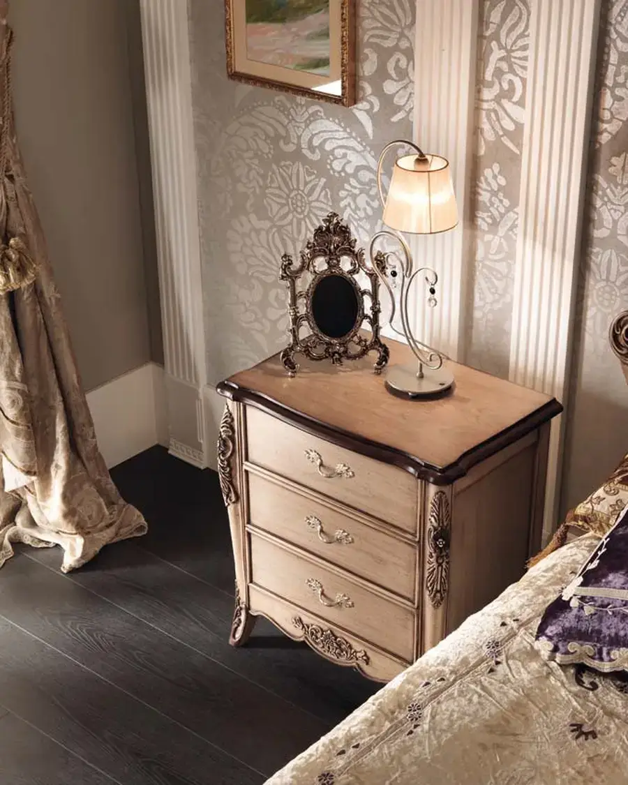 Gran Guardia Nightstand 2051 by Francesco Pasi, Gran Guardia bedroom set, hand-carved nightstand