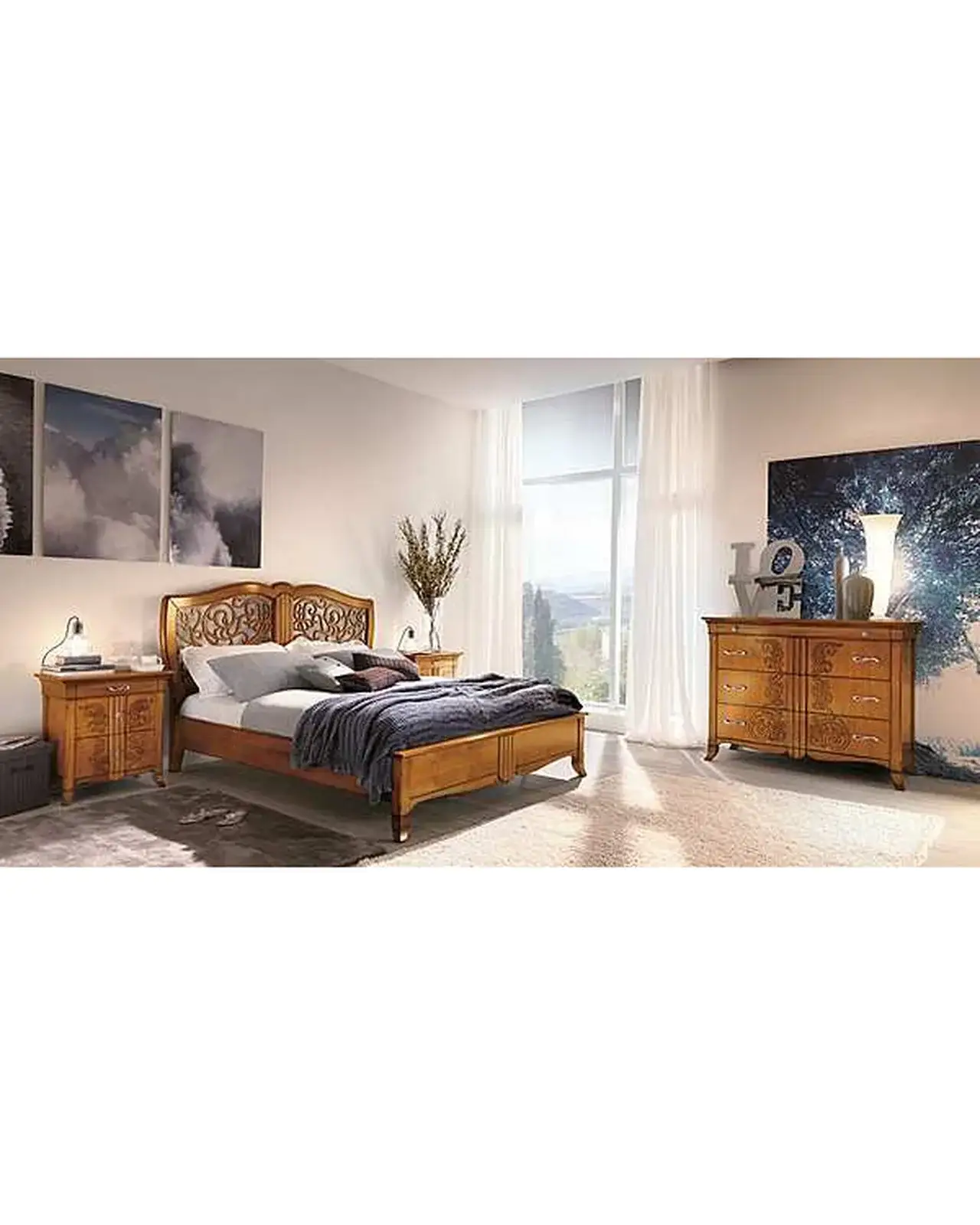 New Deco Nightstand, Natural Facade – hand-carved wood panel detail, Francesco Pasi New Decò