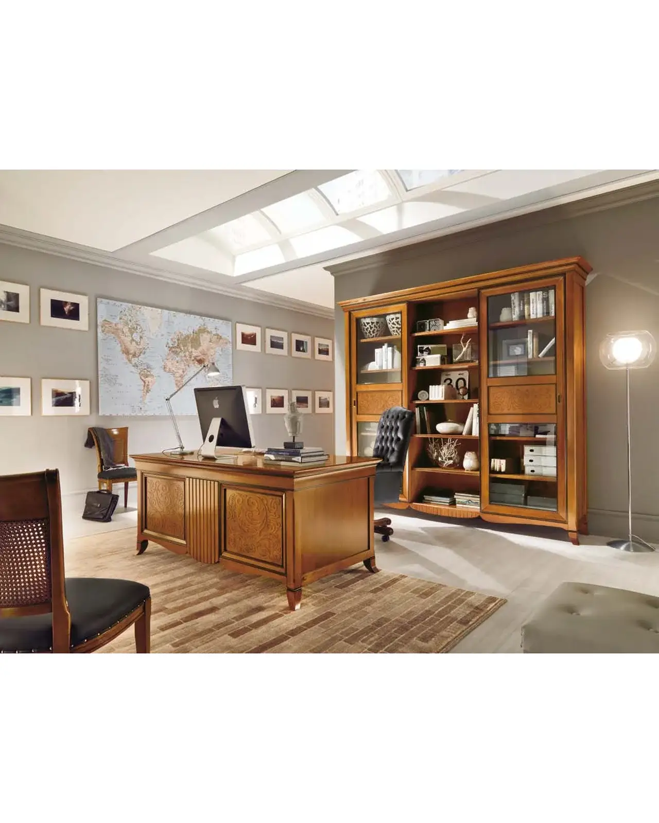 New Deco Bookcase, Sliding Glass Doors by Francesco Pasi, Italian art deco furniture for the living room