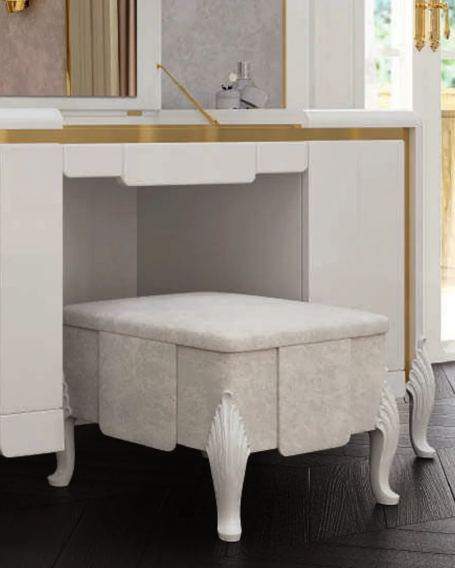 Ocean Pouf, Hand-carved legs by Francesco Pasi, in an interior setting, photo 1 of 1
