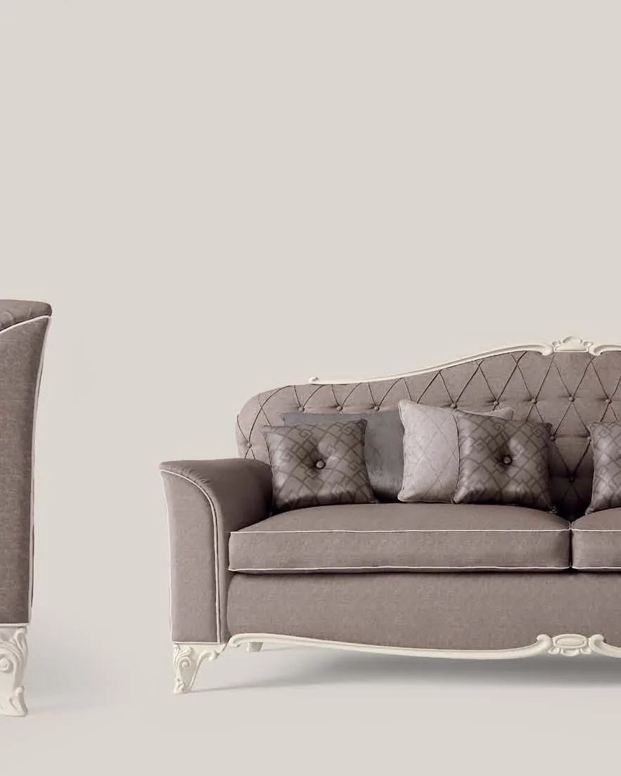 Opera 3-Seater Sofa by Francesco Pasi, carved cherry furniture for the living room