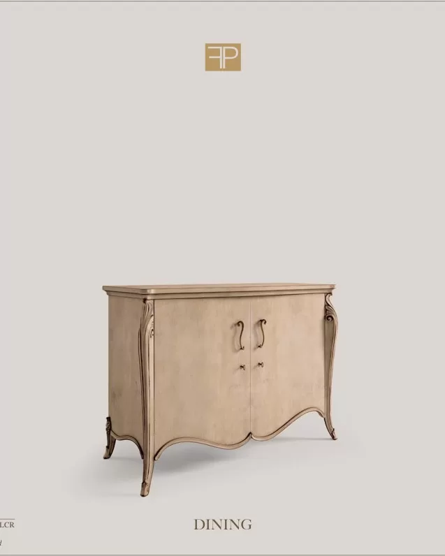 Opera Shaped Sideboard, Flat Doors, 2 Doors, Living Room Furniture, in Cherry veneer on blockboard, Veneto classical Italian style, by Francesco Pasi