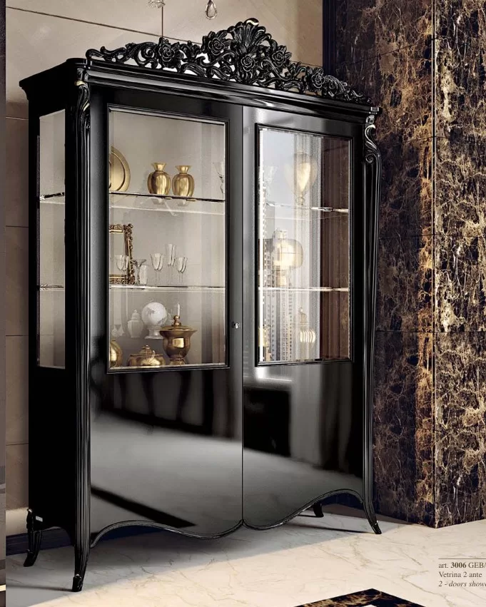 Opera Shaped Silver Cabinet, Flat Doors, 2 Doors by Francesco Pasi, carved cherry furniture for the dining room