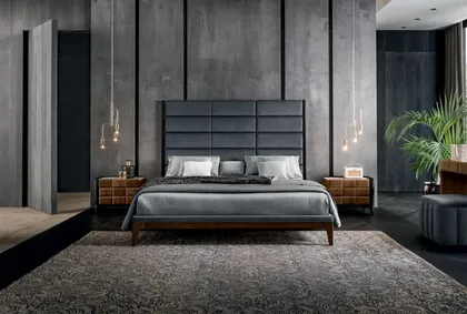 Upholstered bed Dama collection, Italian furniture