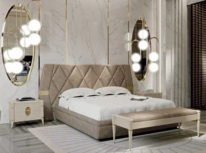 Upholstered bed for modern bedroom Elipse, Italian furniture store