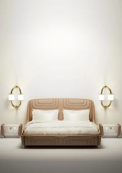 Contemporary Upholstered Suede Bed - Tuscany