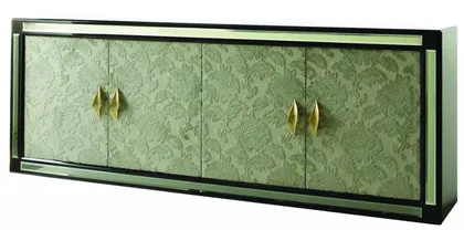 Luxury Modern Ebony And Damask Fabric Sideboard - Lotus