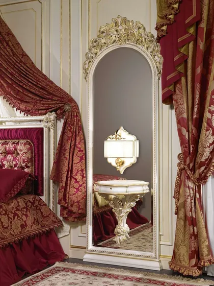 Bedside table D.. Carved wooden mirror, high-end furniture