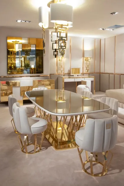 High End Brass Oval with Bronze Crystal Dining Table Signature, Italian dining table